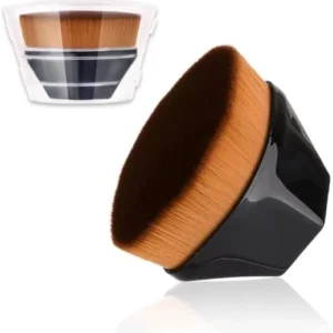 Brocha Kabuki para aplicar maquillaje líquido y en crema + estuche de plástico