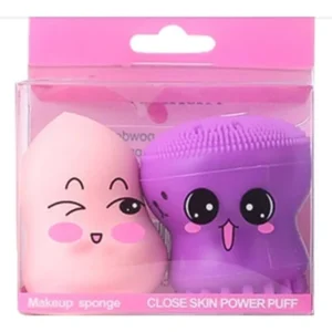 Pack esponja beauty + cepillo de silicona para limpieza y exfoliación