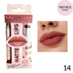 Labial en barra matte + delineador de labios del mismo tono, nº14