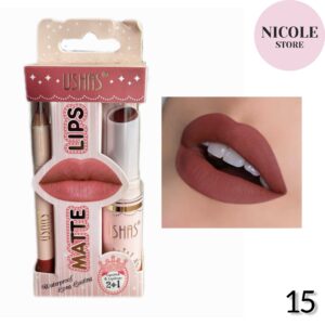 Labial en barra matte + delineador de labios del mismo tono, nº15