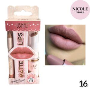 Labial en barra matte + delineador de labios del mismo tono, nº16