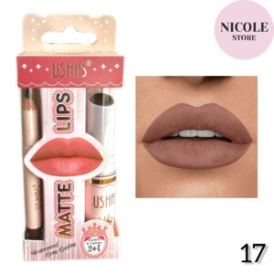 Labial en barra matte + delineador de labios del mismo tono, nº17