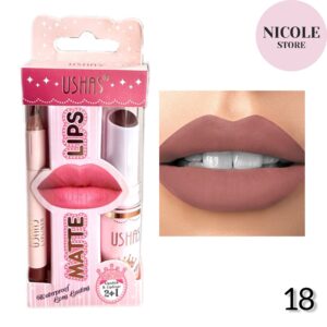 Labial en barra matte + delineador de labios del mismo tono, nº18